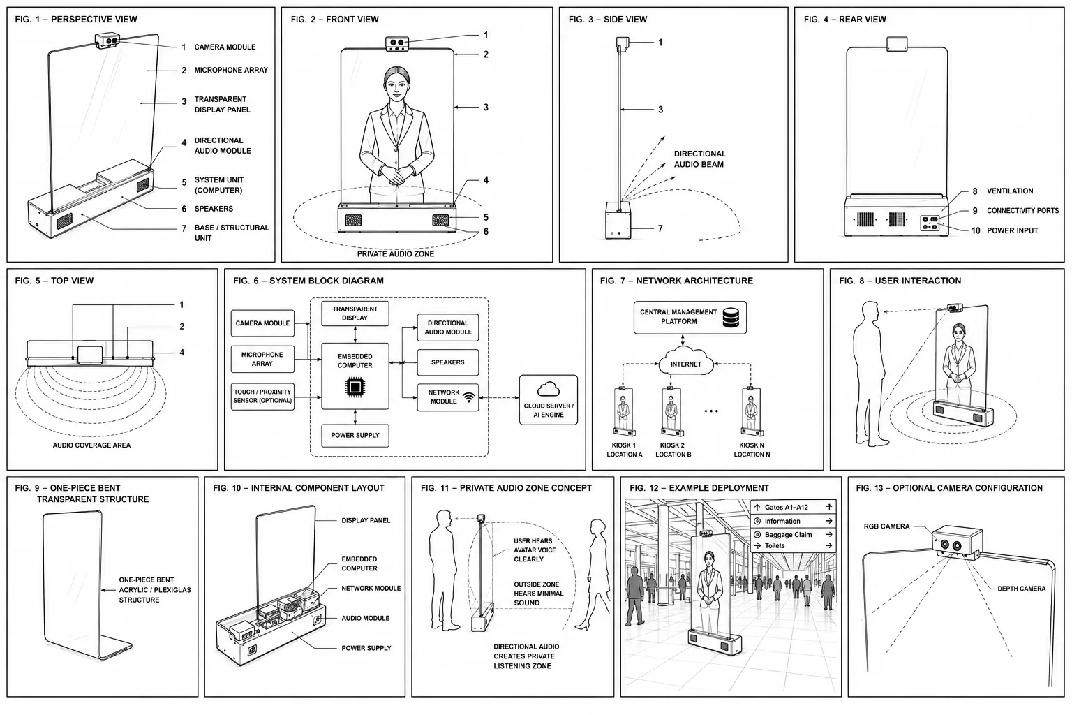 Patent illustration of the AI avatar terminal for passenger experience.