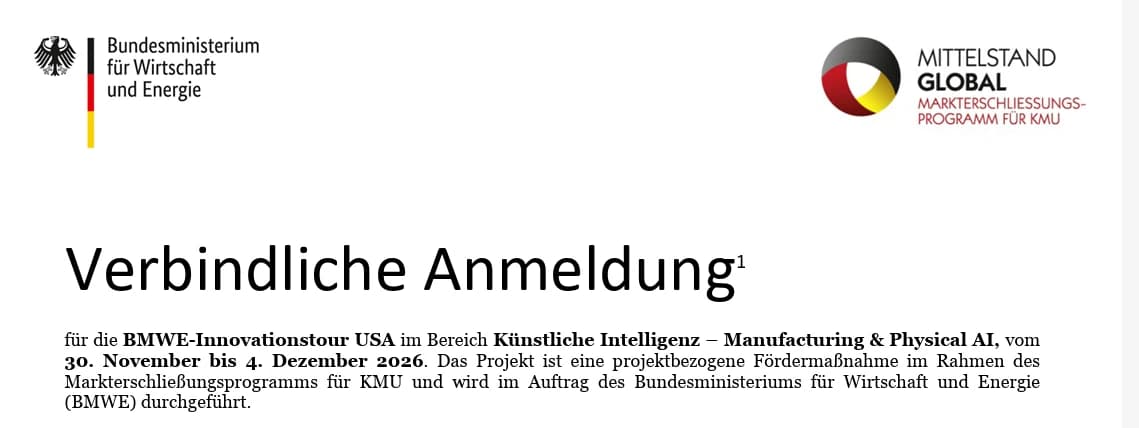BMWE Innovation Tour to the USA focusing on Artificial Intelligence — official programme graphic